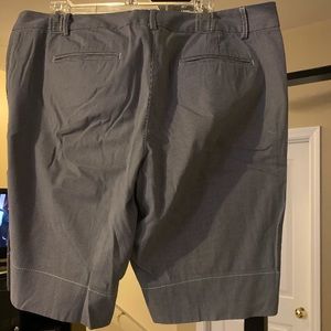 Black and white striped cropped shorts